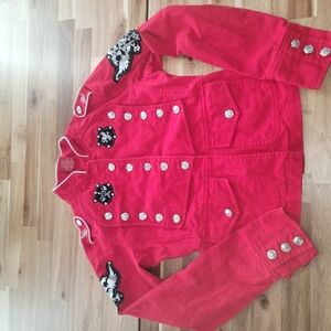 Raw Blue Womans Red Blazer with Silver Accents...